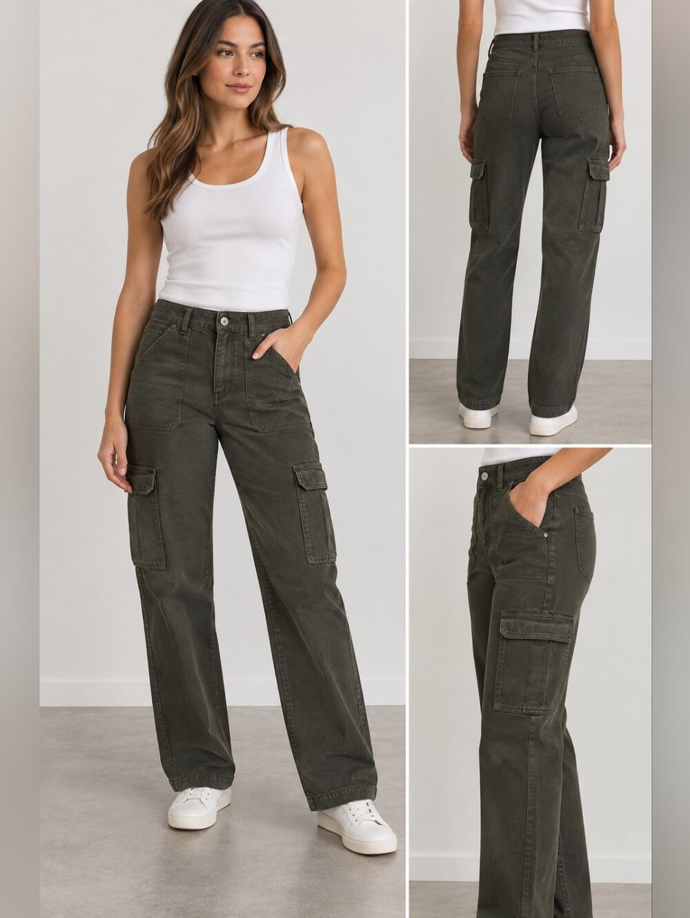 💥💙 Zara Jeans — Dark Olive Green